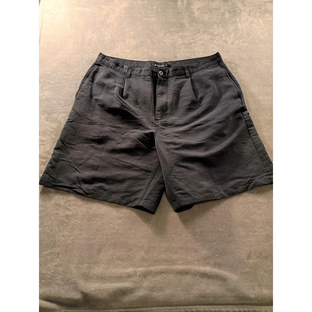 Chaps Golf Shorts Mens 40 Blue Pleated Chino Golf Classic Fit Casual Rayon Blend